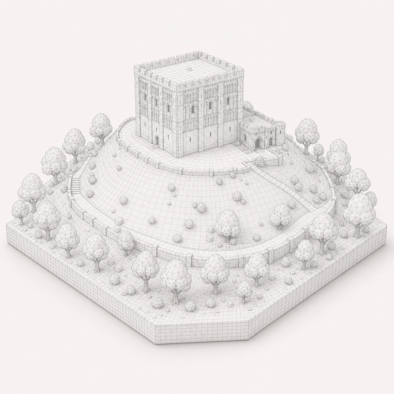 Castle wireframe render