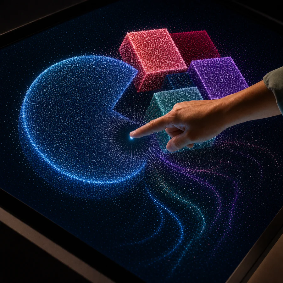 Interactive touchscreen particle effect
