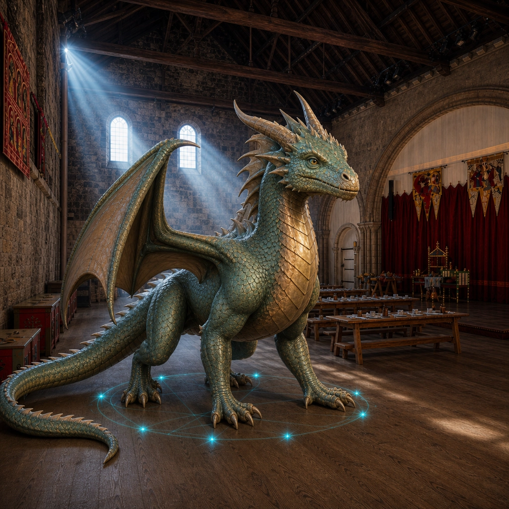 AR dragon at Norwich Castle